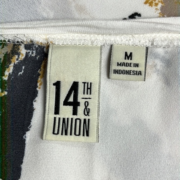 14th & UNION CREAM BLACK HI LO SHORT SLEEVED BLOUSE Medium - Picture 6 of 7